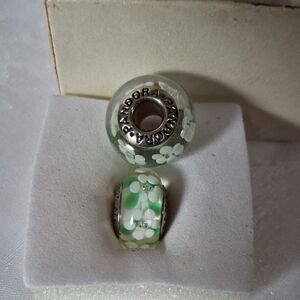 Pandora Green Murano Glass Charm Bracelet